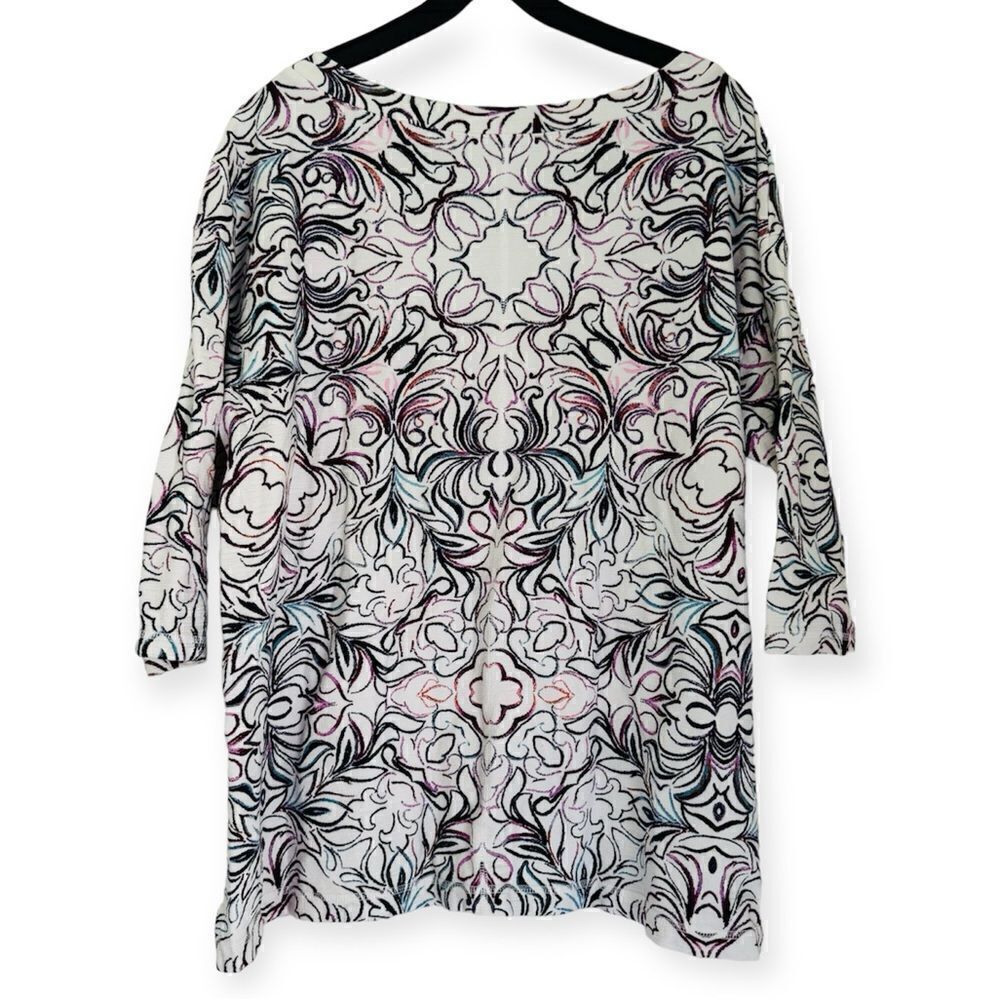 T by Talbots Sketched Tile Print Top Size 2X